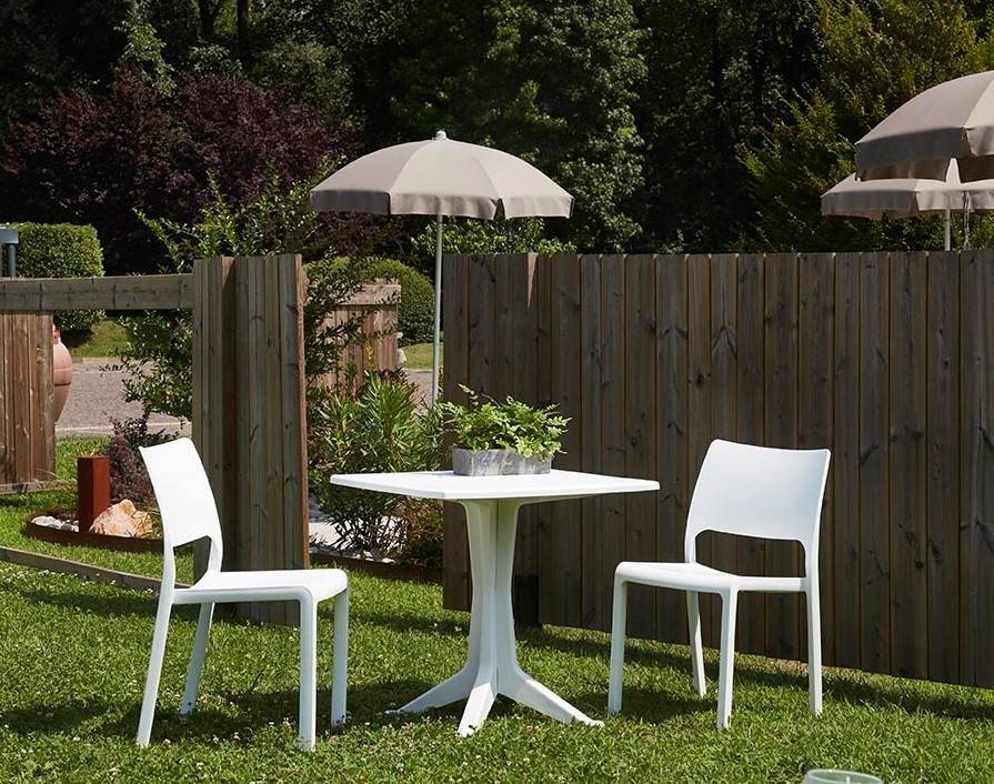 Dmora - Table d'extérieur Trani, Étagère carrée fixe, Table de jardin polyvalente, 100% Made in Italy, 70x70h72 cm, Blanc - Imagen 4