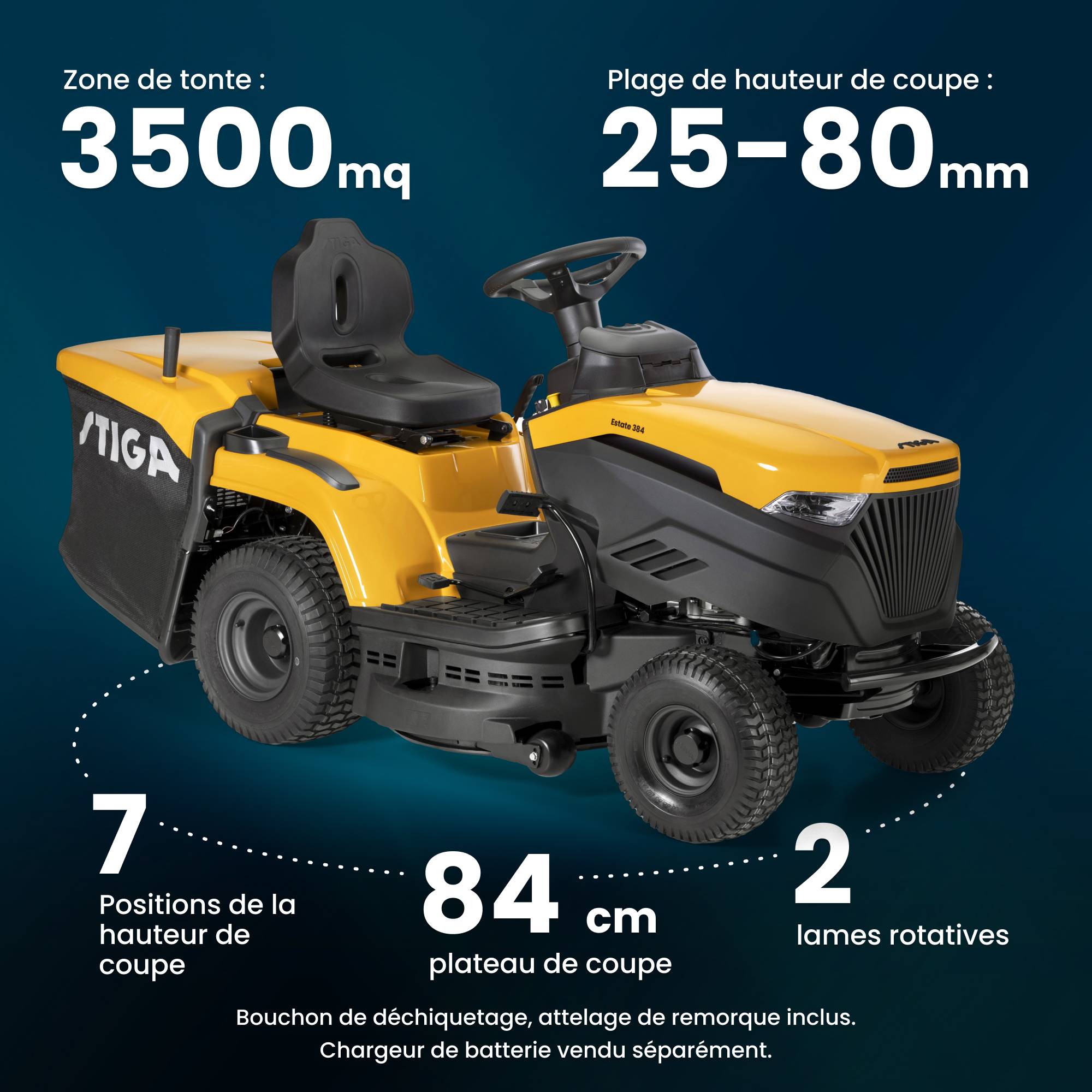 Stiga - Tondeuse Estate 384, 432cc, collecteur 240L, kit mulching - STIGA - Image 6