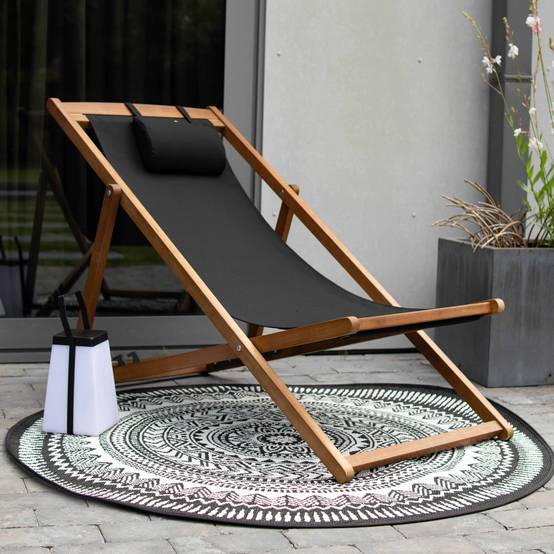 Oviala - Tapis rond polypropylène noir 160cm Mandala - Oviala - Image 4