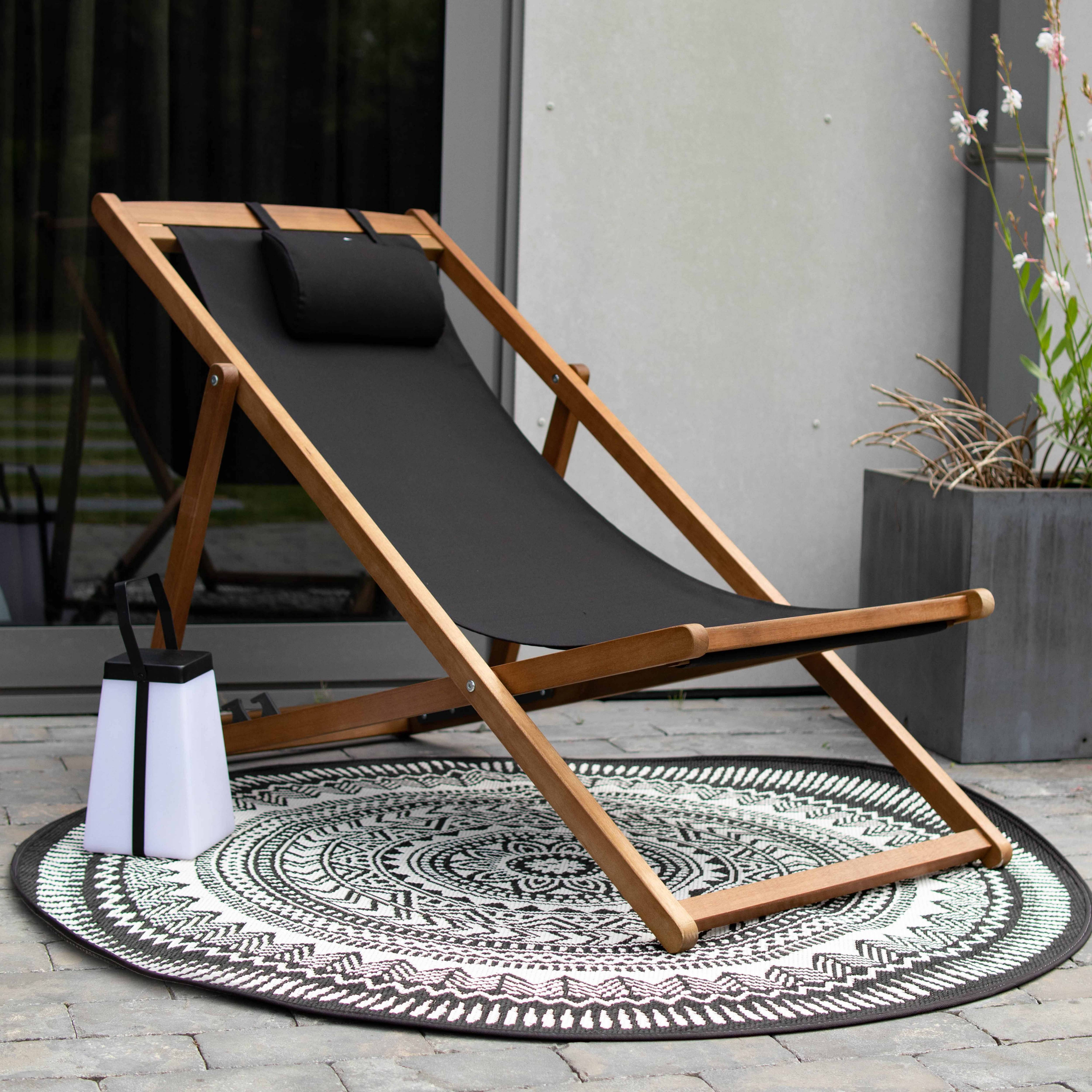 Oviala - Tapis rond polypropylène noir 160cm Mandala - Oviala - Image 4
