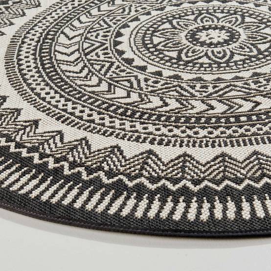 Oviala - Tapis rond polypropylène noir 160cm Mandala - Oviala - Image 3