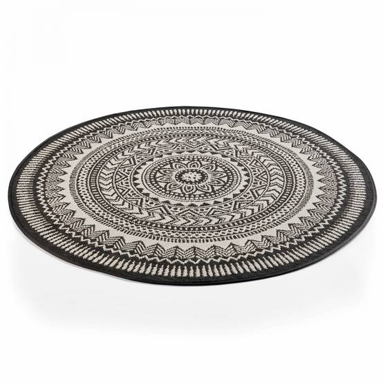 Oviala - Tapis rond polypropylène noir 160cm Mandala - Oviala - Image 2