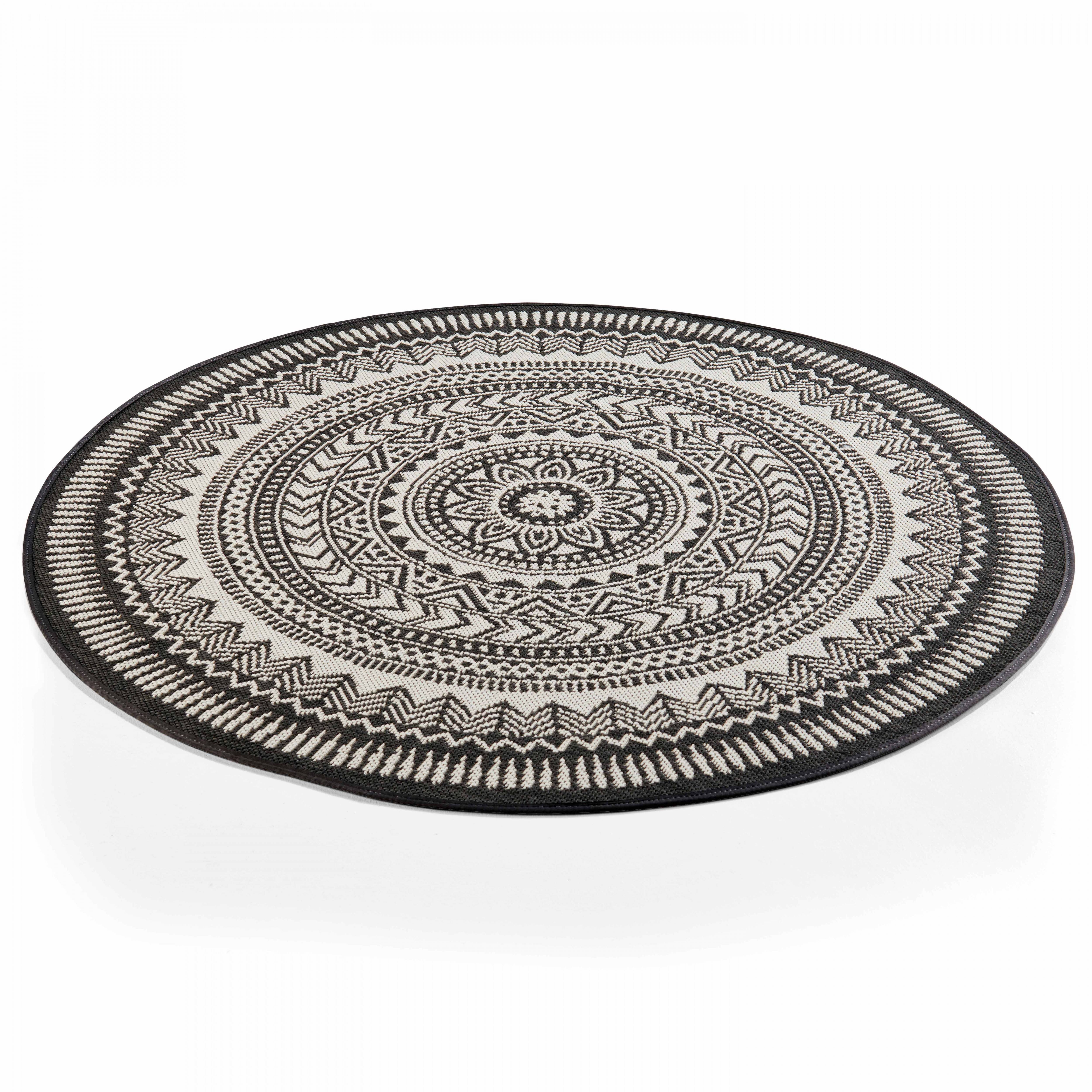 Oviala - Tapis rond polypropylène noir 160cm Mandala - Oviala - Image 2