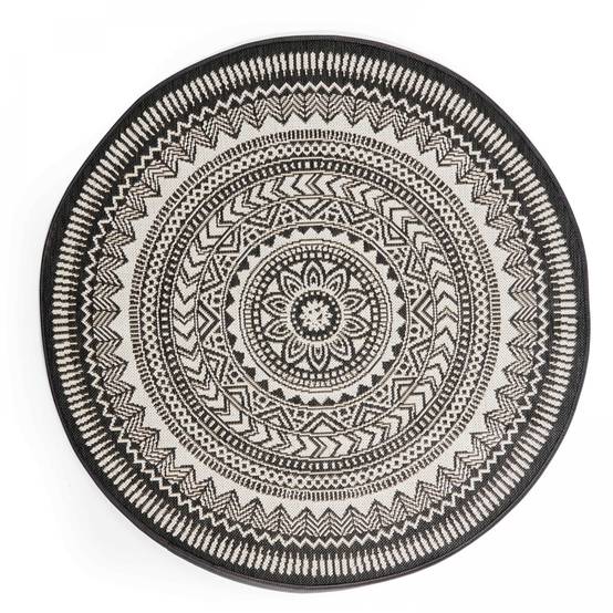 Oviala - Tapis rond polypropylène noir 160cm Mandala - Oviala - Image 1