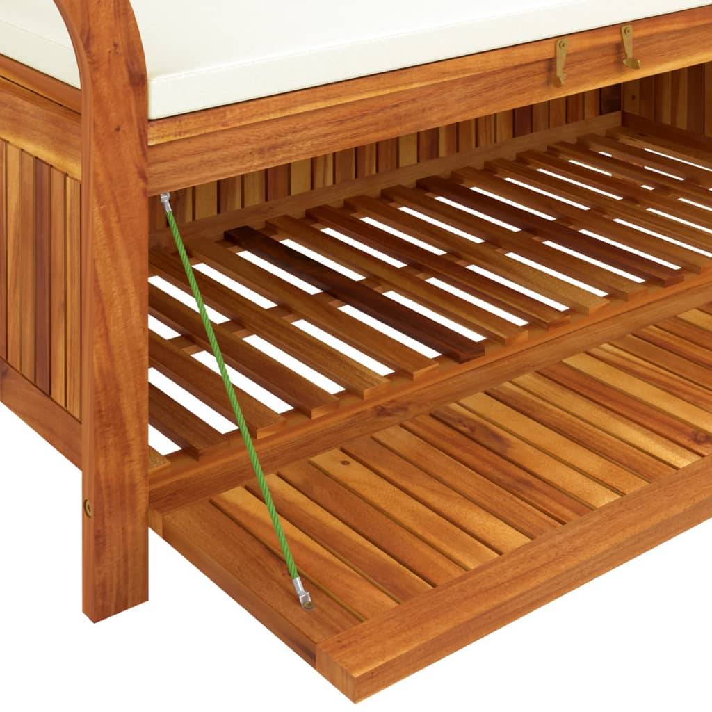 Helloshop26 - Banc de jardin meuble de patio d'extérieur terrasse de rangement de jardin avec coussin 126 cm bois d'acacia - Imagen 6