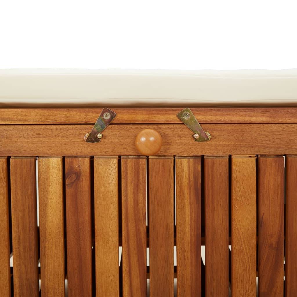 Helloshop26 - Banc de jardin meuble de patio d'extérieur terrasse de rangement de jardin avec coussin 126 cm bois d'acacia - Imagen 7