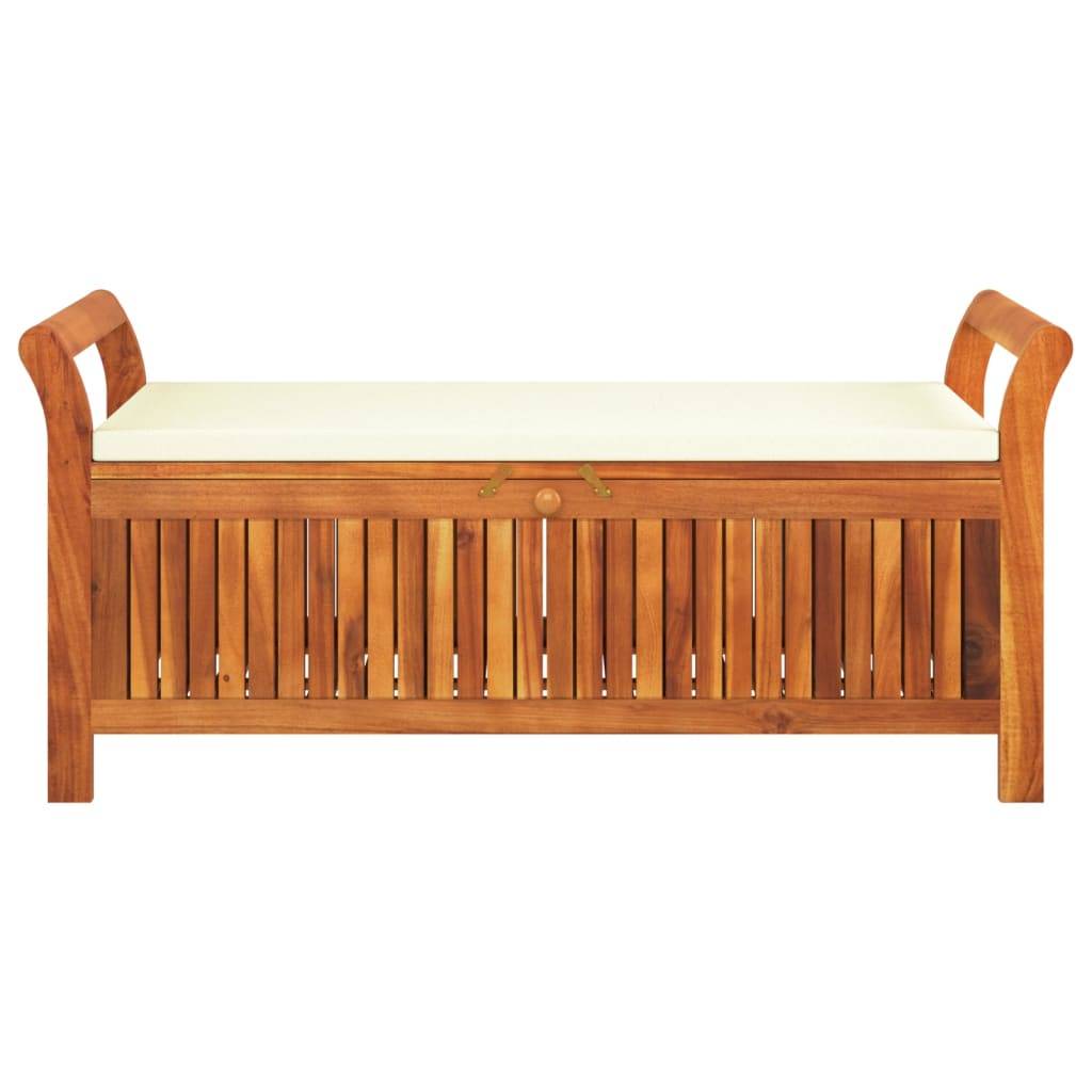 Helloshop26 - Banc de jardin meuble de patio d'extérieur terrasse de rangement de jardin avec coussin 126 cm bois d'acacia - Imagen 4