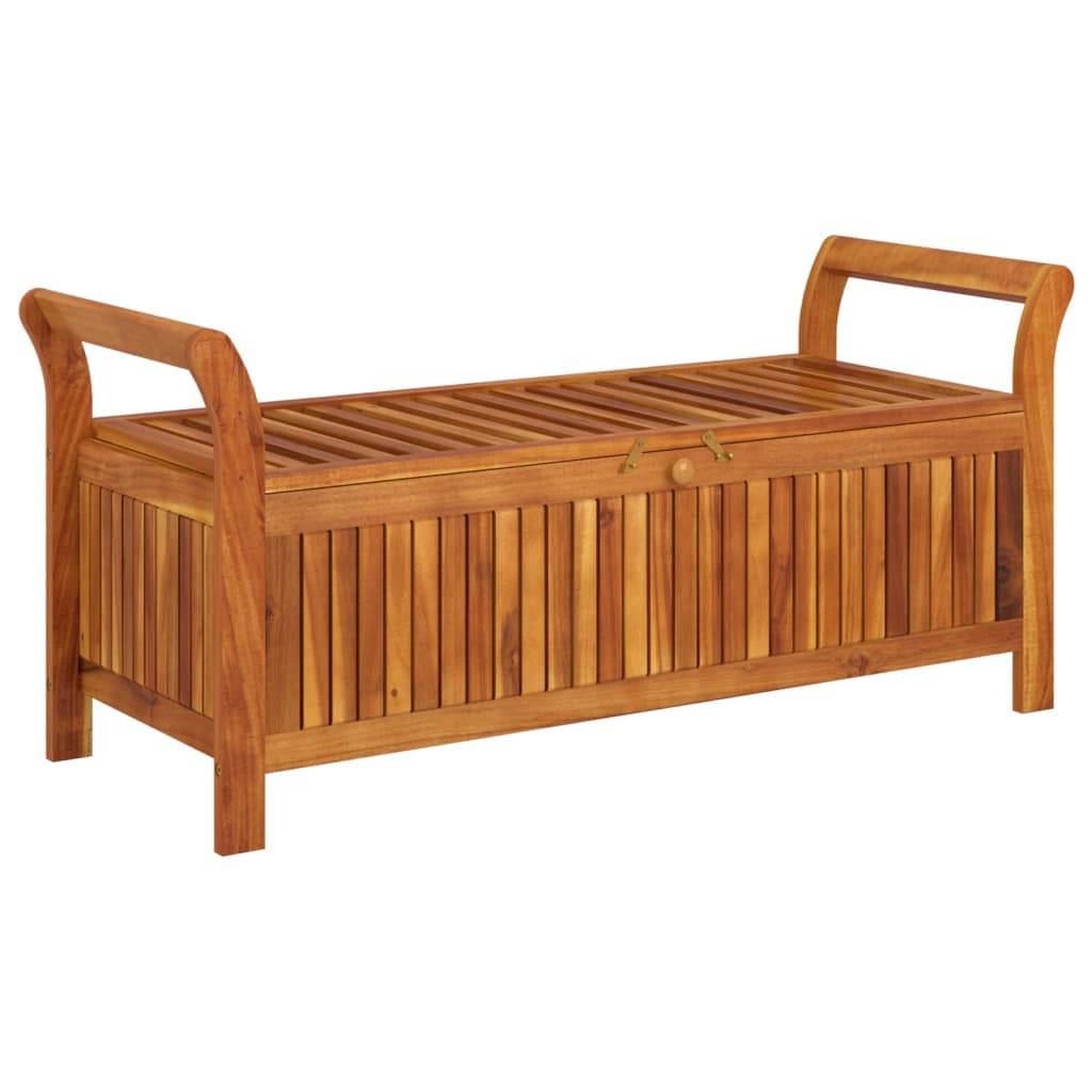 Helloshop26 - Banc de jardin meuble de patio d'extérieur terrasse de rangement de jardin avec coussin 126 cm bois d'acacia - Imagen 2