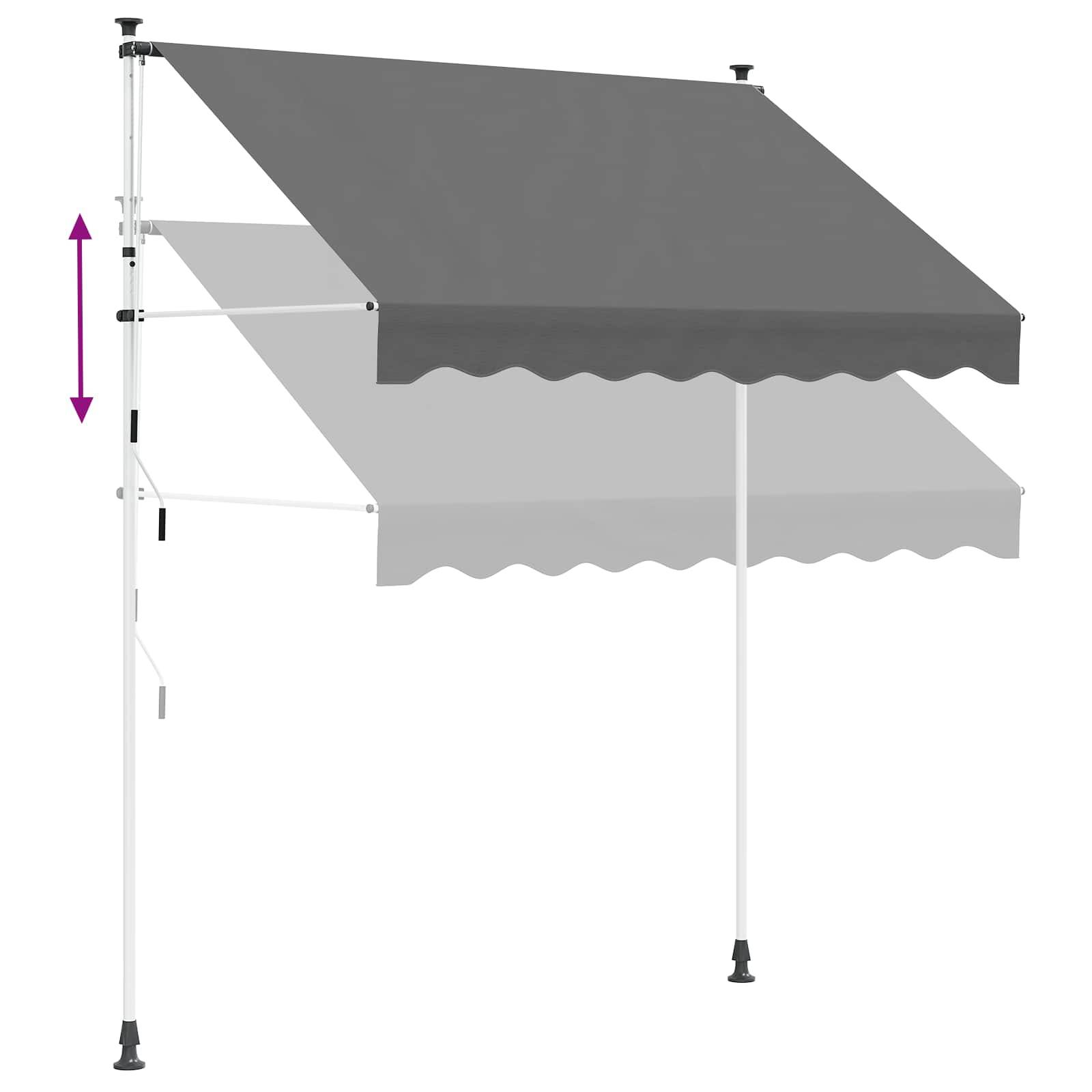 ComfortXL - Store banne rétractable manuel polyester PU jardin terrasse ombrage Gris clair 200cm - ComfortXL Outdoor Living - Image 5