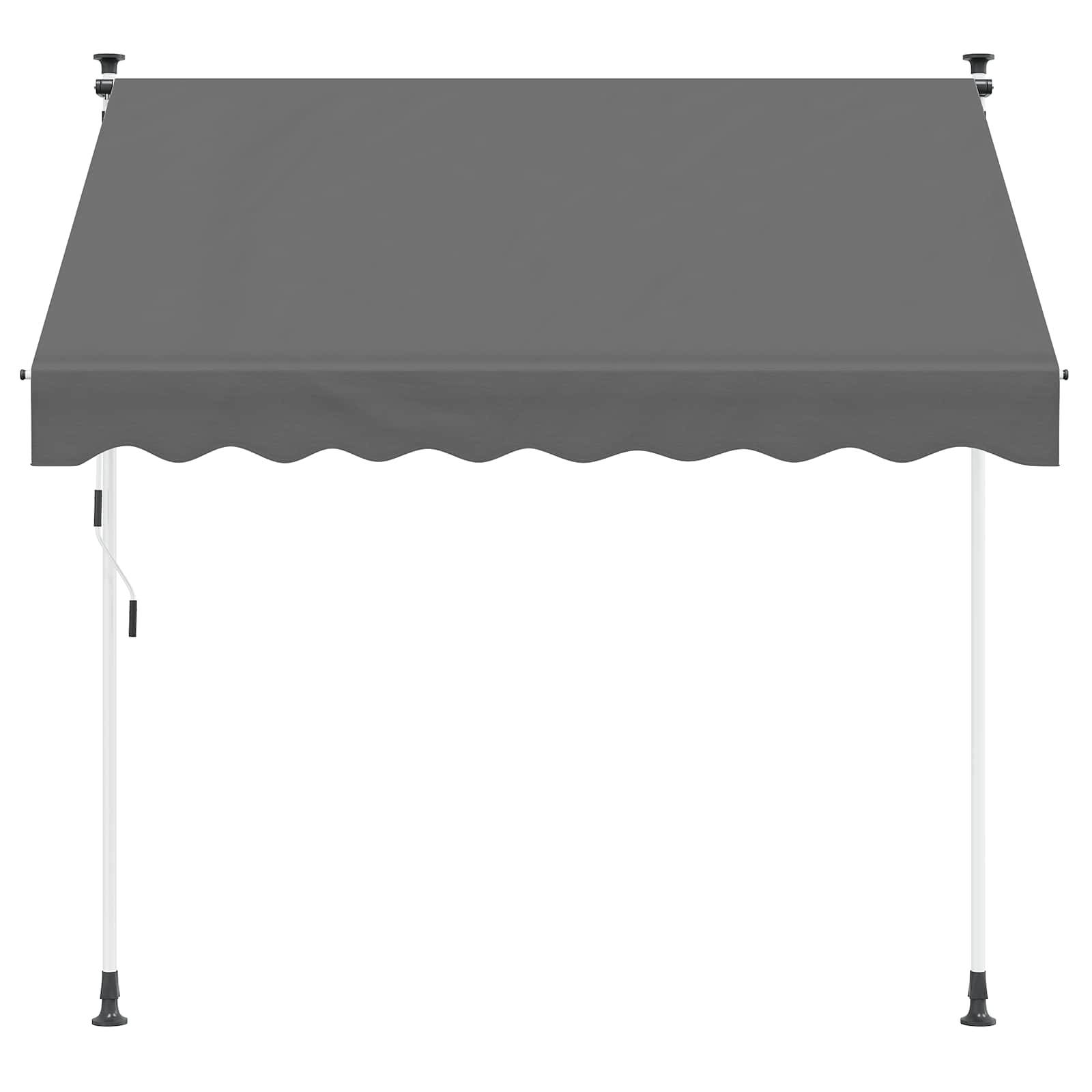 ComfortXL - Store banne rétractable manuel polyester PU jardin terrasse ombrage Gris clair 200cm - ComfortXL Outdoor Living - Image 2
