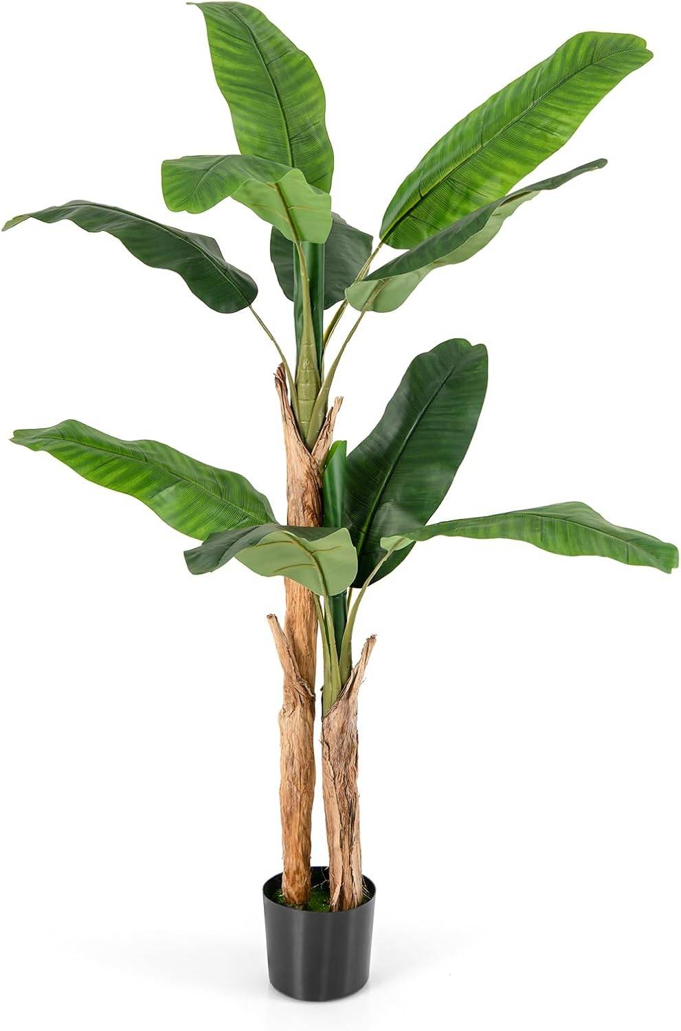 Plante Artificielle Tiges Doubles, Fausse Plante de Bananier 10 Grandes Feuilles Plante Verte en Pot, Décoration Palmier d'Intérieur 165 CM - Image 1