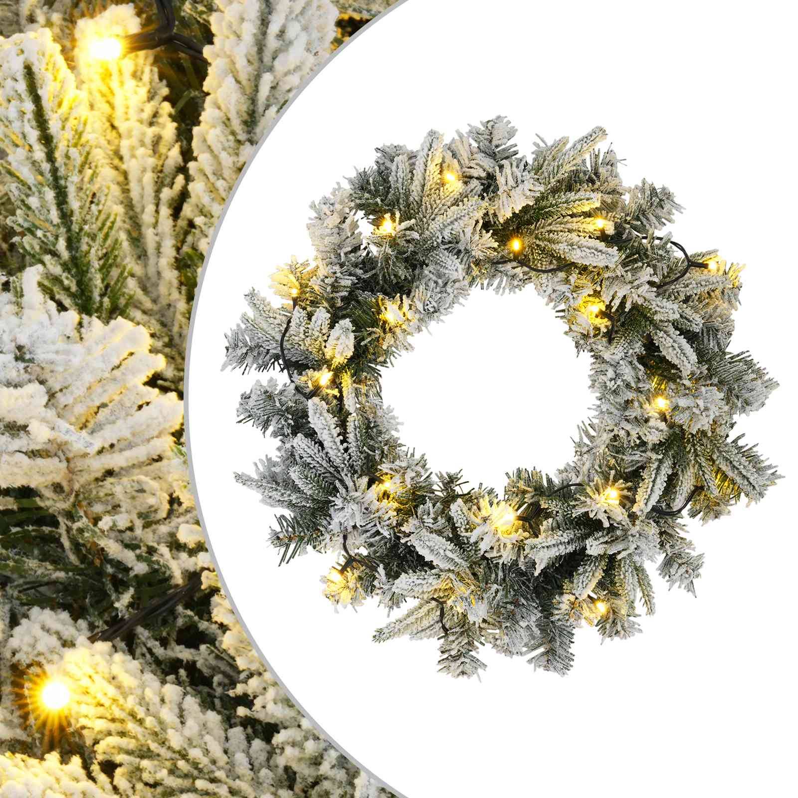 Vidaxl - Couronne de Noël Vert et blanc Ø 30 cm PVC et PE 25 LED vidaXL 42056972 - Image 2