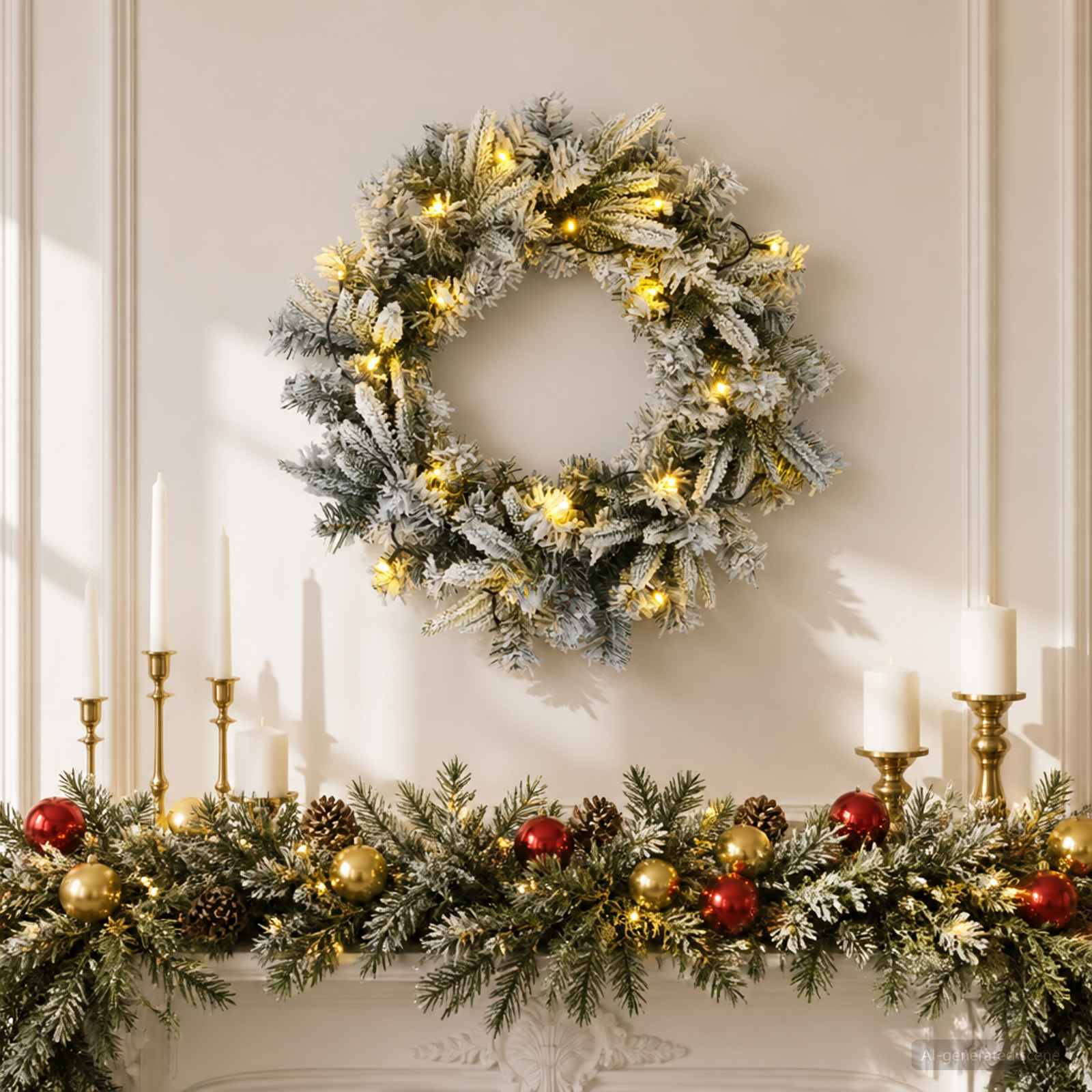 Vidaxl - Couronne de Noël Vert et blanc Ø 30 cm PVC et PE 25 LED vidaXL 42056972 - Image 4