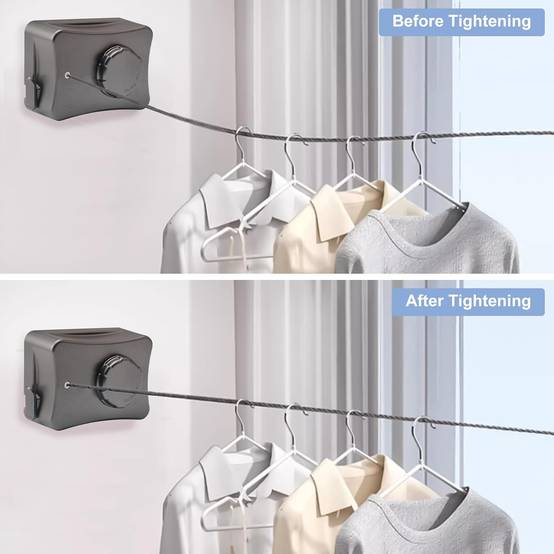 Corde à linge rétractable d'extérieur, rétractable, livrée avec une corde réglable en acier inoxydable 304 robuste, corde à linge de 5,1 m-Lytech - Image 2