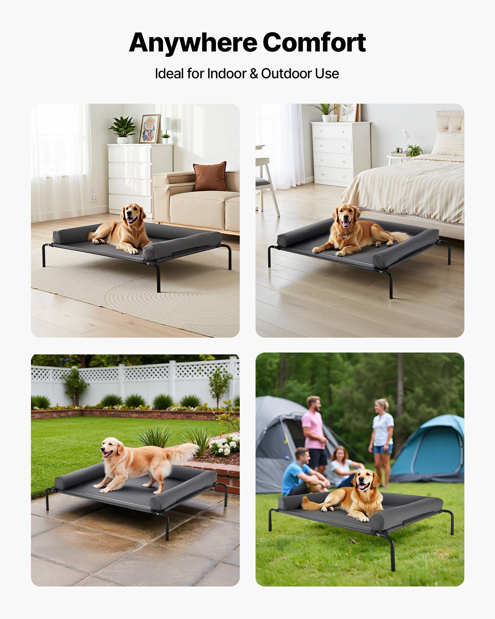 Vevor - VEVOR Lit surélevé chien/chat XL, cadre acier, maille respirante, oreiller lavable, intérieur/extérieur. - Image 6