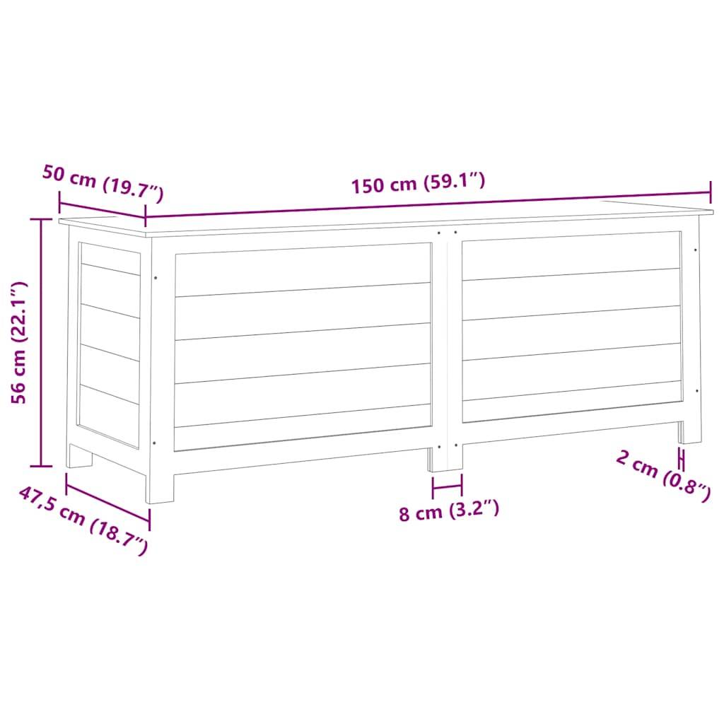 Vidaxl - Boîte à coussins extérieur Anthracite 150x50x56 cm Sapin massif vidaXL 152172 - Imagen 3