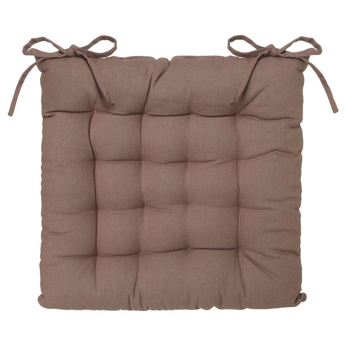 Lot de 6 Galettes de chaise en Coton Taupe 38 x 38 cm - Imagen 3
