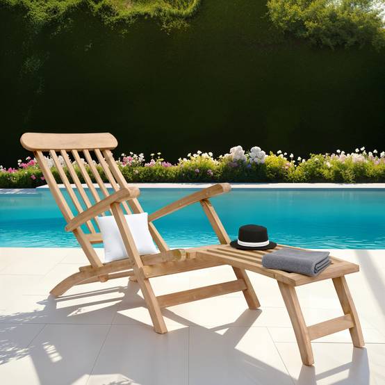 Happy Garden - Transat pliant 153cm en teck massif LOMBOK - HAPPY GARDEN - Imagen 2