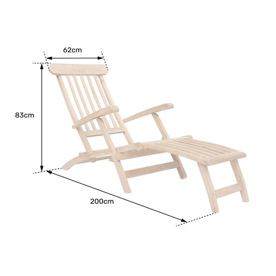 Happy Garden - Transat pliant 153cm en teck massif LOMBOK - HAPPY GARDEN - Imagen 8