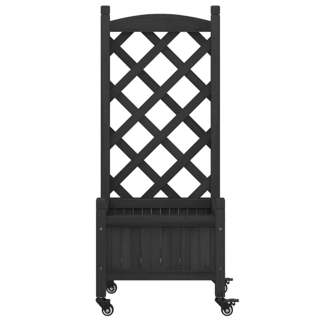 Jardinière avec treillis bois de sapin noir 40 x 30 x 97.5 cm - PANGIVO - Image 4