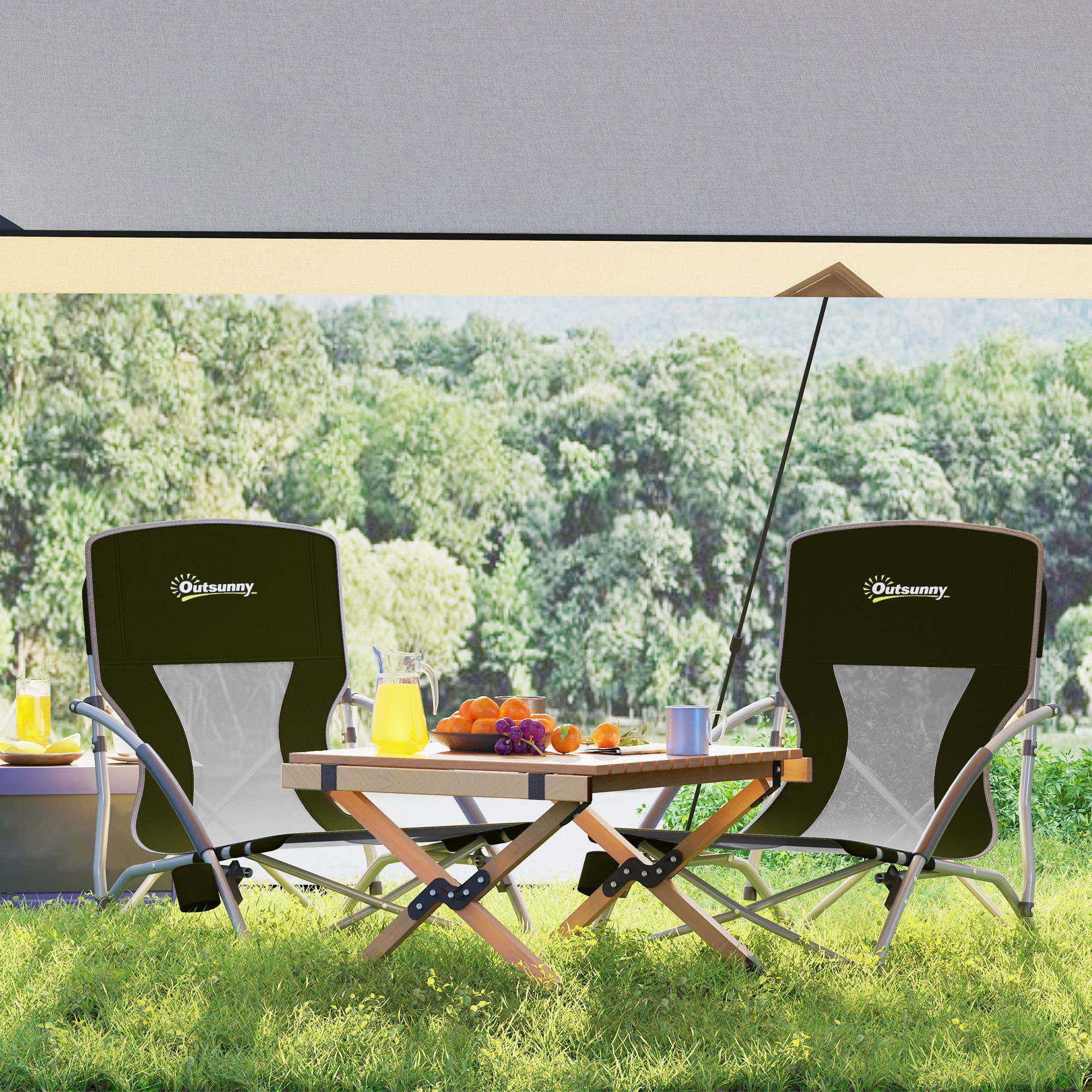 Lot de 2 chaises de plage pliantes métal et tissu noir 58 x 55 x 62 cm - PANGIVO - Image 10