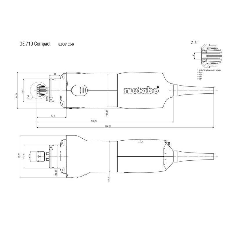 Metabo - Meuleuse droite GE 710 Compact - 710W - Vitesse de rotation en charge nominale 24000 /min - Imagen 3