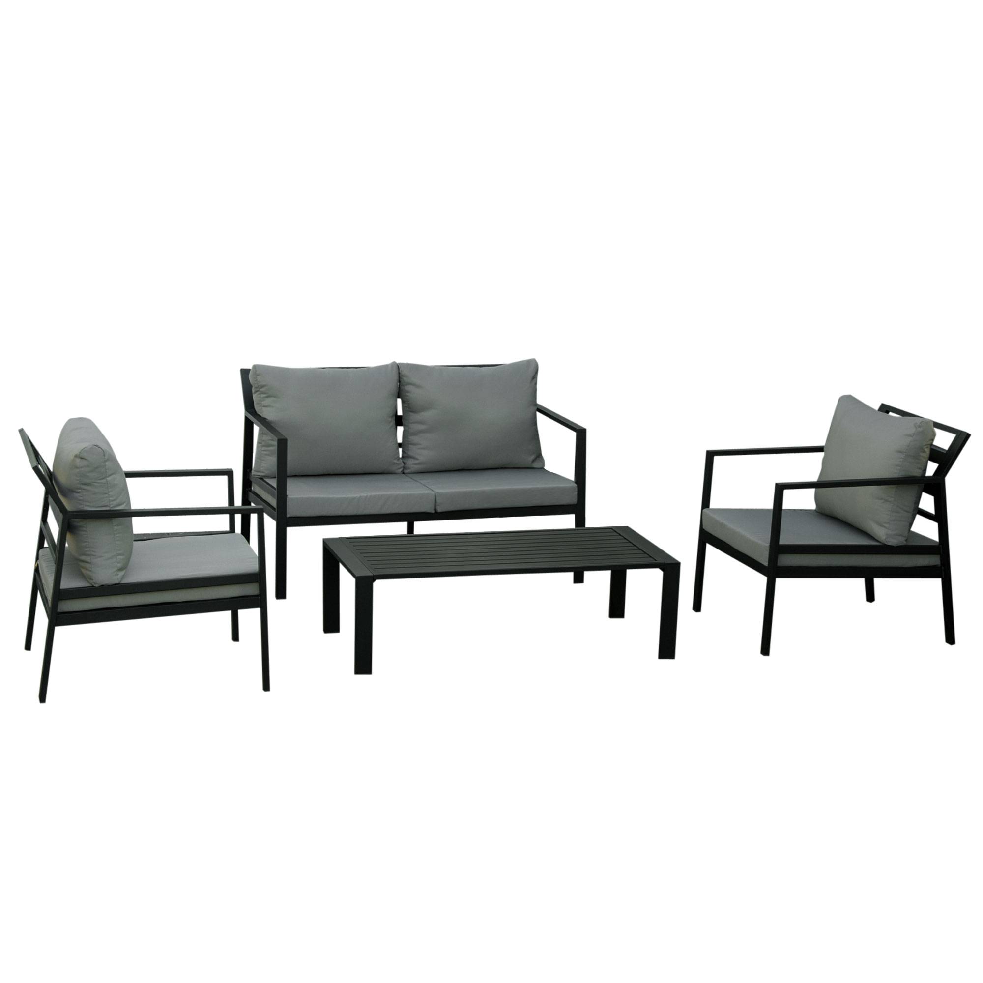 Outsunny - Ensemble salon de jardin style yachting design contemporain 4 places 4 pièces avec coussins déhoussables polyester alu. gris - Outsunny - Imagen 1