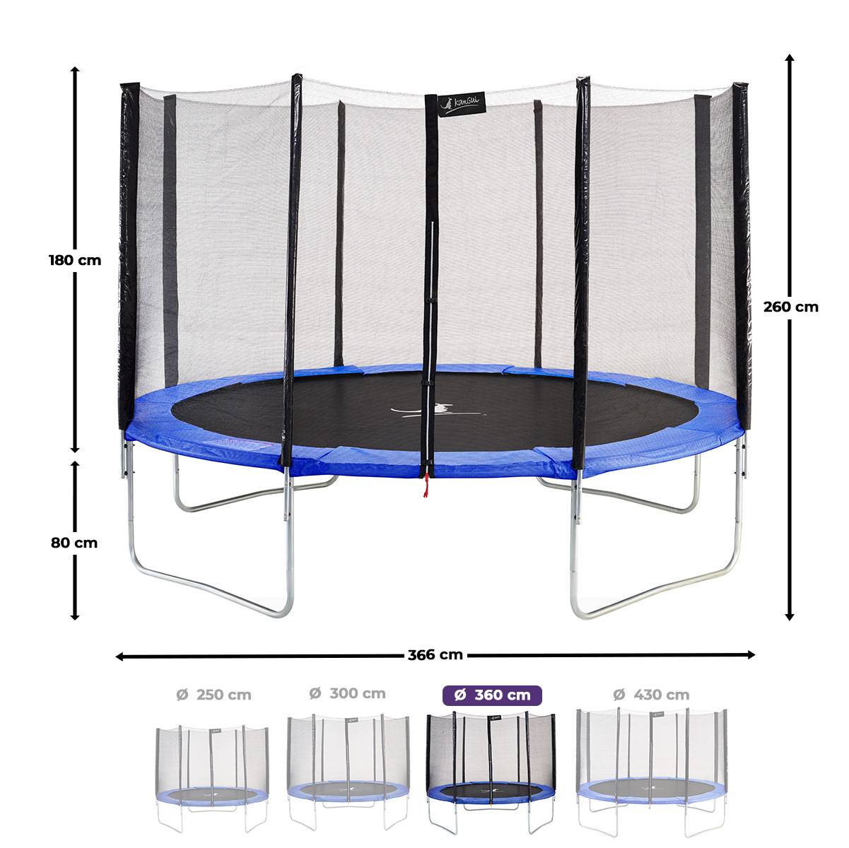 Kangui - Trampoline rond Bleu Ø 360cm avec filet de protection Kangui - Imagen 3