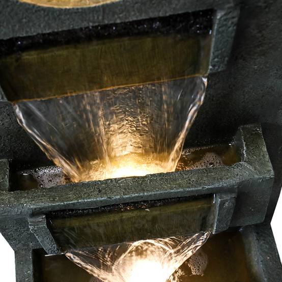 Fontaine cascade moderne 100 cm en résine effet pierre avec éclairage LED jardin – ComfortXL Outdoor Living - Image 5