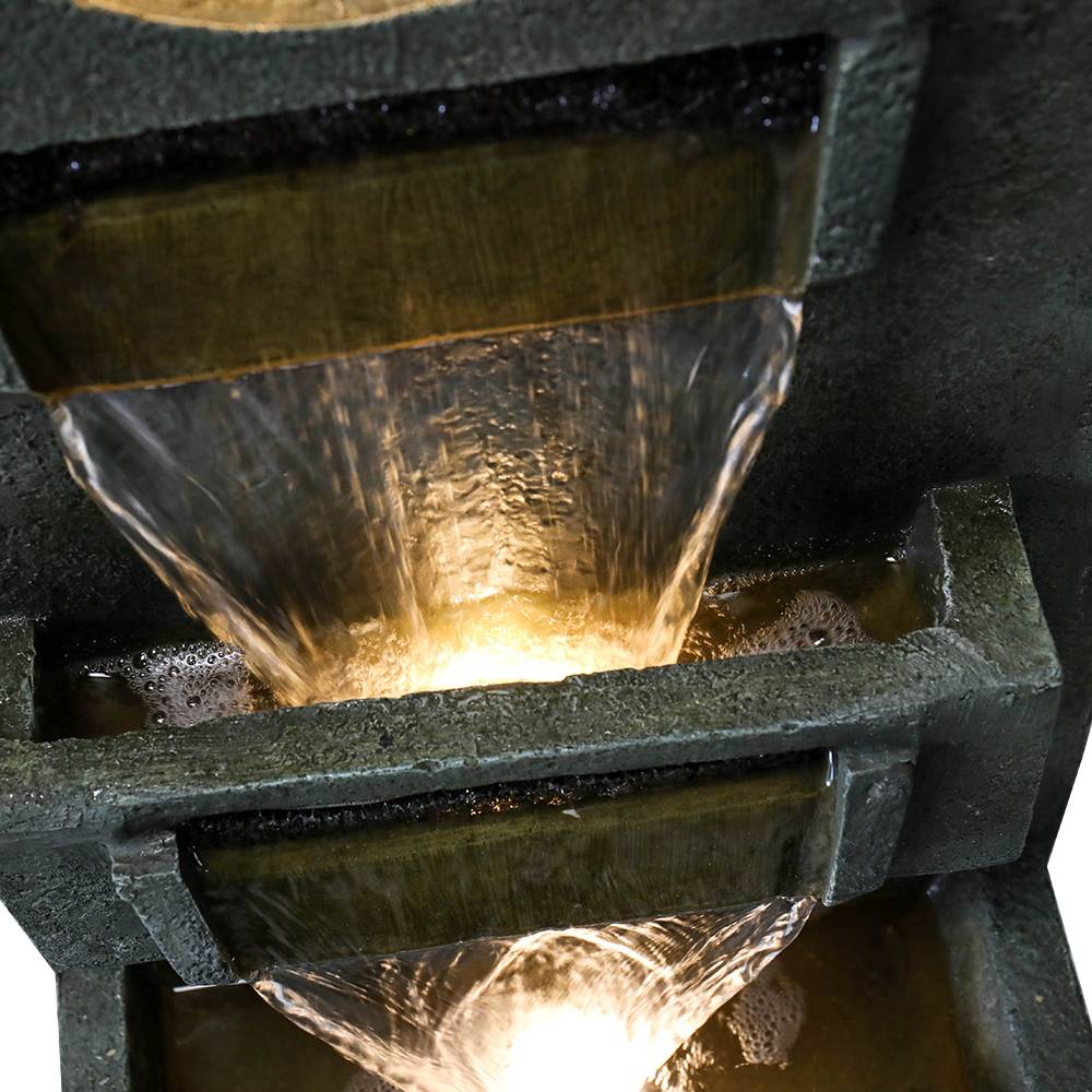 Fontaine cascade moderne 100 cm en résine effet pierre avec éclairage LED jardin – ComfortXL Outdoor Living - Imagen 5