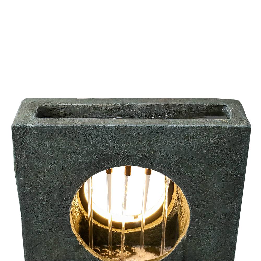 Fontaine cascade moderne 100 cm en résine effet pierre avec éclairage LED jardin – ComfortXL Outdoor Living - Imagen 4