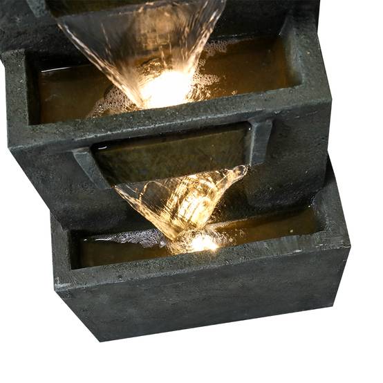 Fontaine cascade moderne 100 cm en résine effet pierre avec éclairage LED jardin – ComfortXL Outdoor Living - Image 6