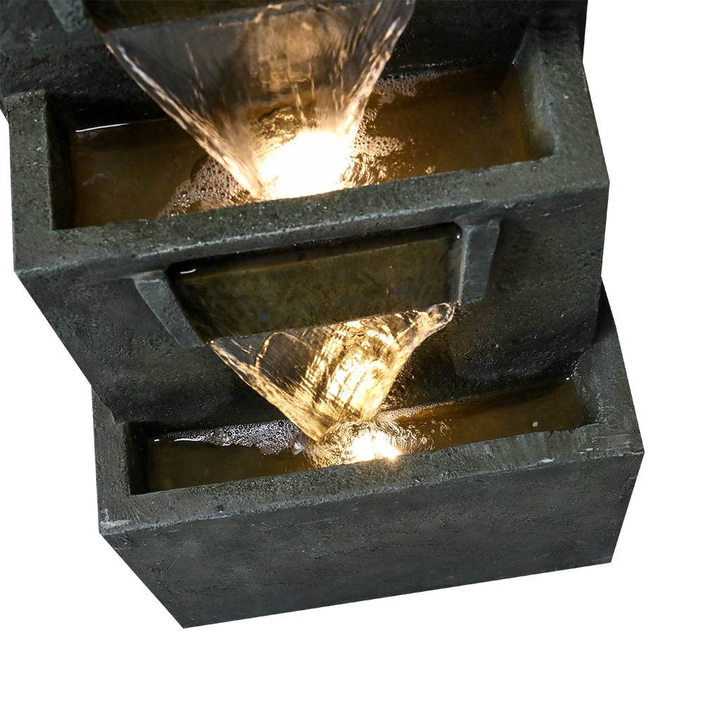 Fontaine cascade moderne 100 cm en résine effet pierre avec éclairage LED jardin – ComfortXL Outdoor Living - Imagen 6