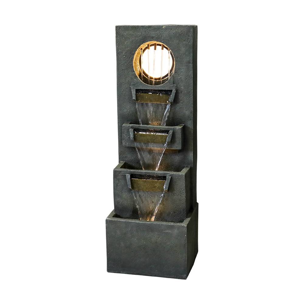 Fontaine cascade moderne 100 cm en résine effet pierre avec éclairage LED jardin – ComfortXL Outdoor Living - Imagen 2