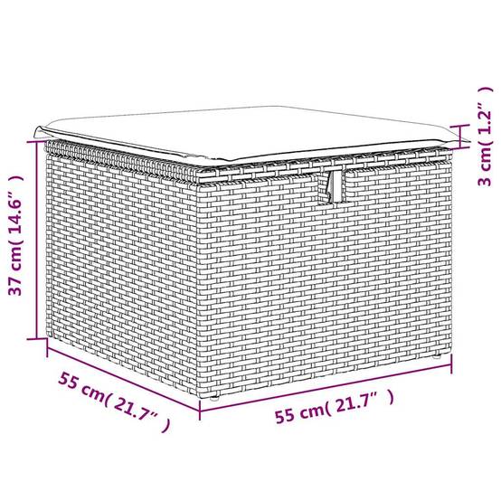 Ensemble 2 Poufs Coffre Polyrotin avec Coussins Gris Foncé pour Terrasse Extérieure Gris Clair – ComfortXL Outdoor Living - Image 8