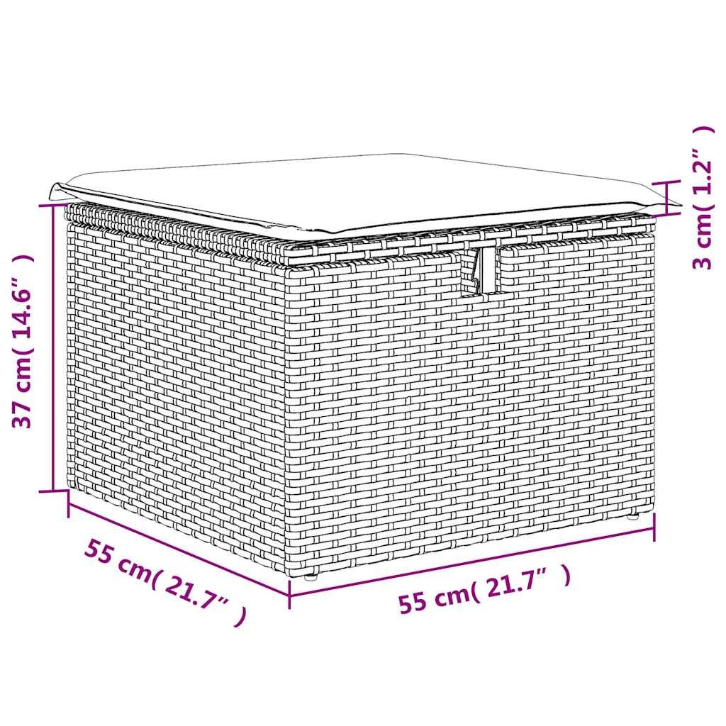Ensemble 2 Poufs Coffre Polyrotin avec Coussins Gris Foncé pour Terrasse Extérieure Gris Clair – ComfortXL Outdoor Living - Image 8
