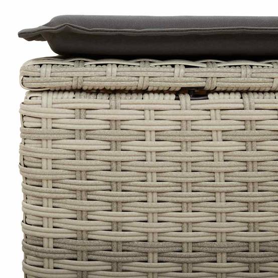 Ensemble 2 Poufs Coffre Polyrotin avec Coussins Gris Foncé pour Terrasse Extérieure Gris Clair – ComfortXL Outdoor Living - Image 6
