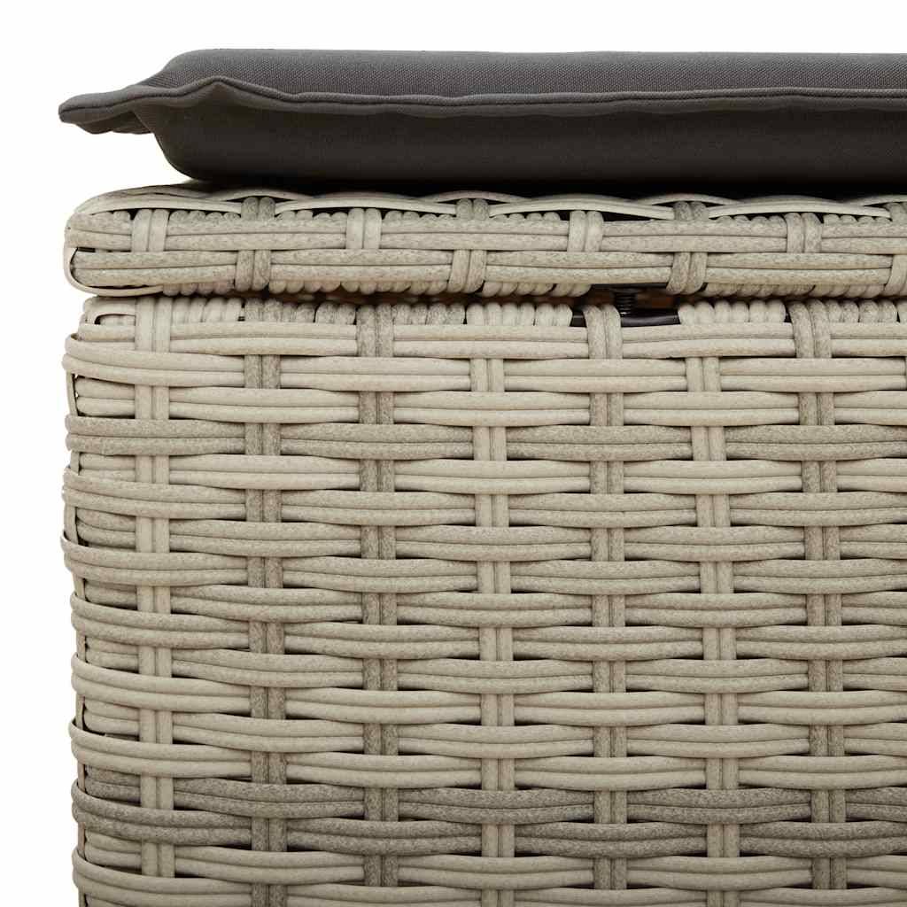 Ensemble 2 Poufs Coffre Polyrotin avec Coussins Gris Foncé pour Terrasse Extérieure Gris Clair – ComfortXL Outdoor Living - Image 6