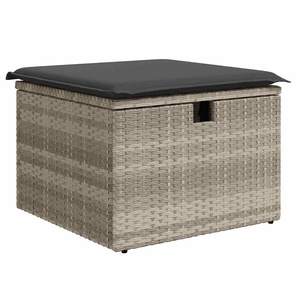 Ensemble 2 Poufs Coffre Polyrotin avec Coussins Gris Foncé pour Terrasse Extérieure Gris Clair – ComfortXL Outdoor Living - Image 4