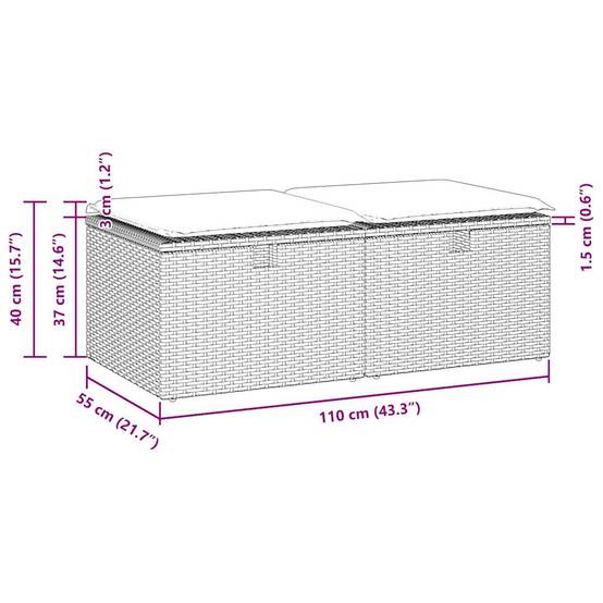 Ensemble 2 Poufs Coffre Polyrotin avec Coussins Gris Foncé pour Terrasse Extérieure Gris Clair – ComfortXL Outdoor Living - Image 7