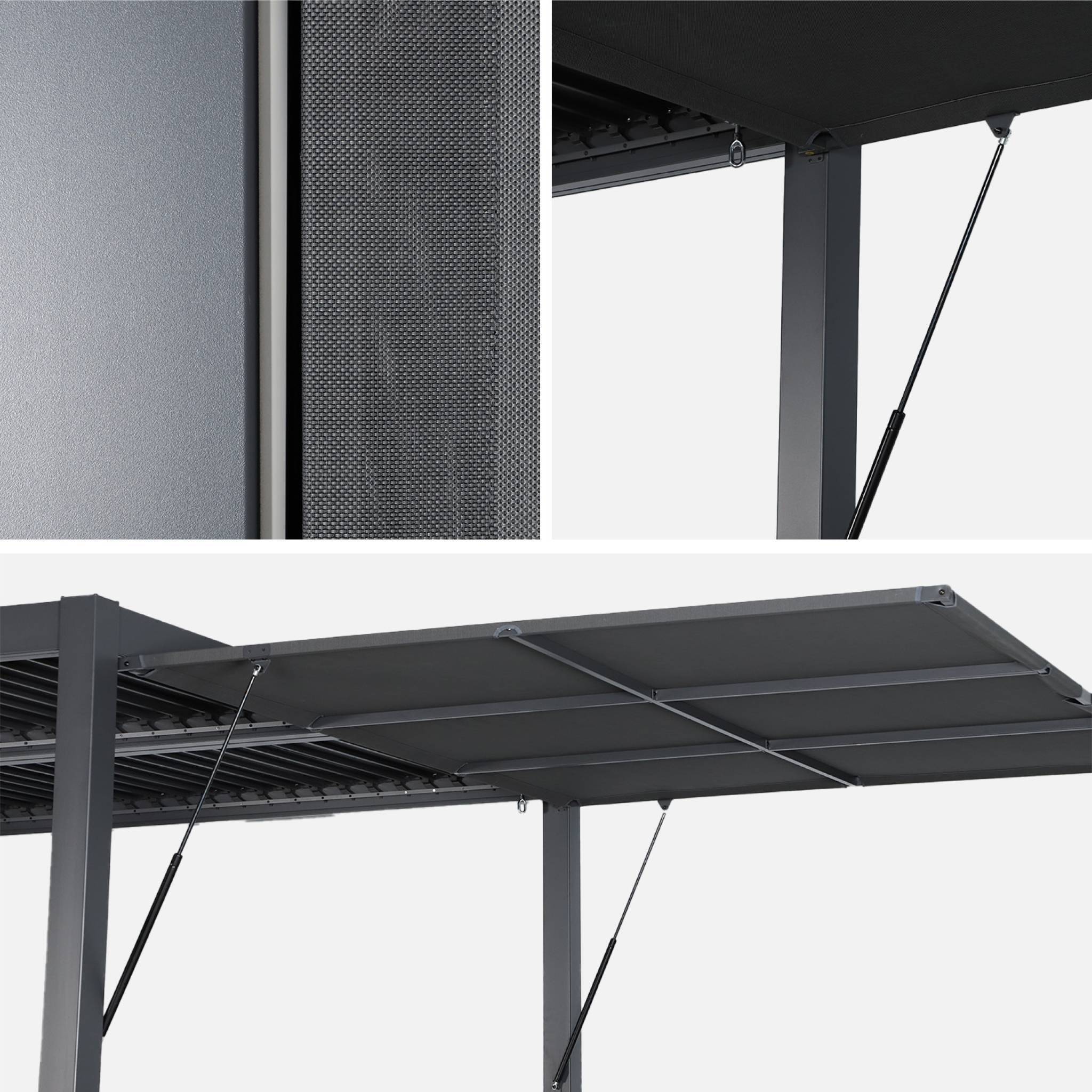 Pergola bioclimatique aluminium et acier 3x3m + auvent 3m anthracite Palace | sweeek - Image 3