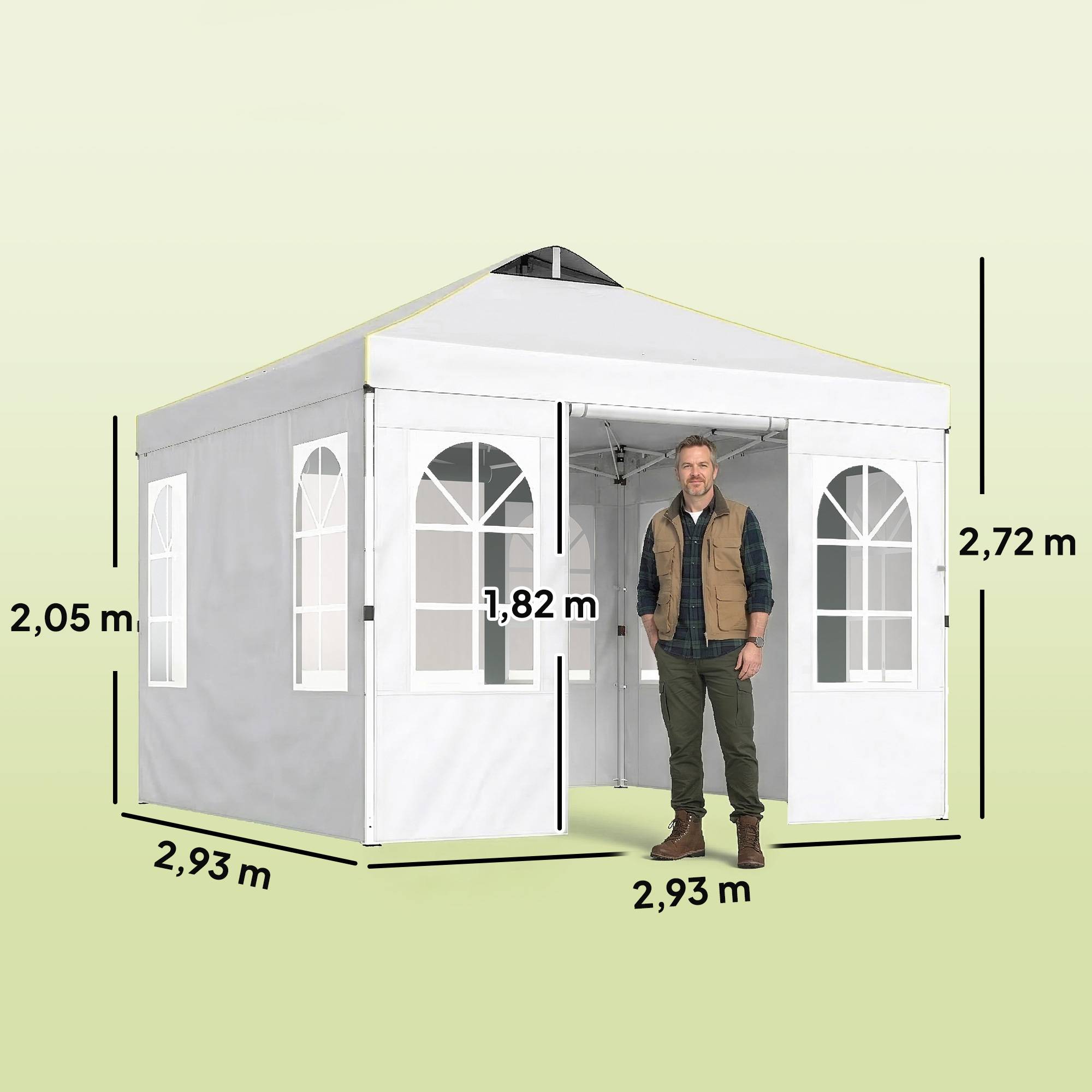 Tente pliante pop-up 3x3m avec protection UPF50+, 4 panneaux latéraux amovibles, hauteur réglable et sac de transport, blanche - Image 5