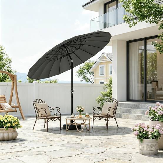 Grand parasol de terrasse, parasol de jardin, parasol pour piscine à inclinaison réglable (socle non inclus, parasol uniquement) - Image 2
