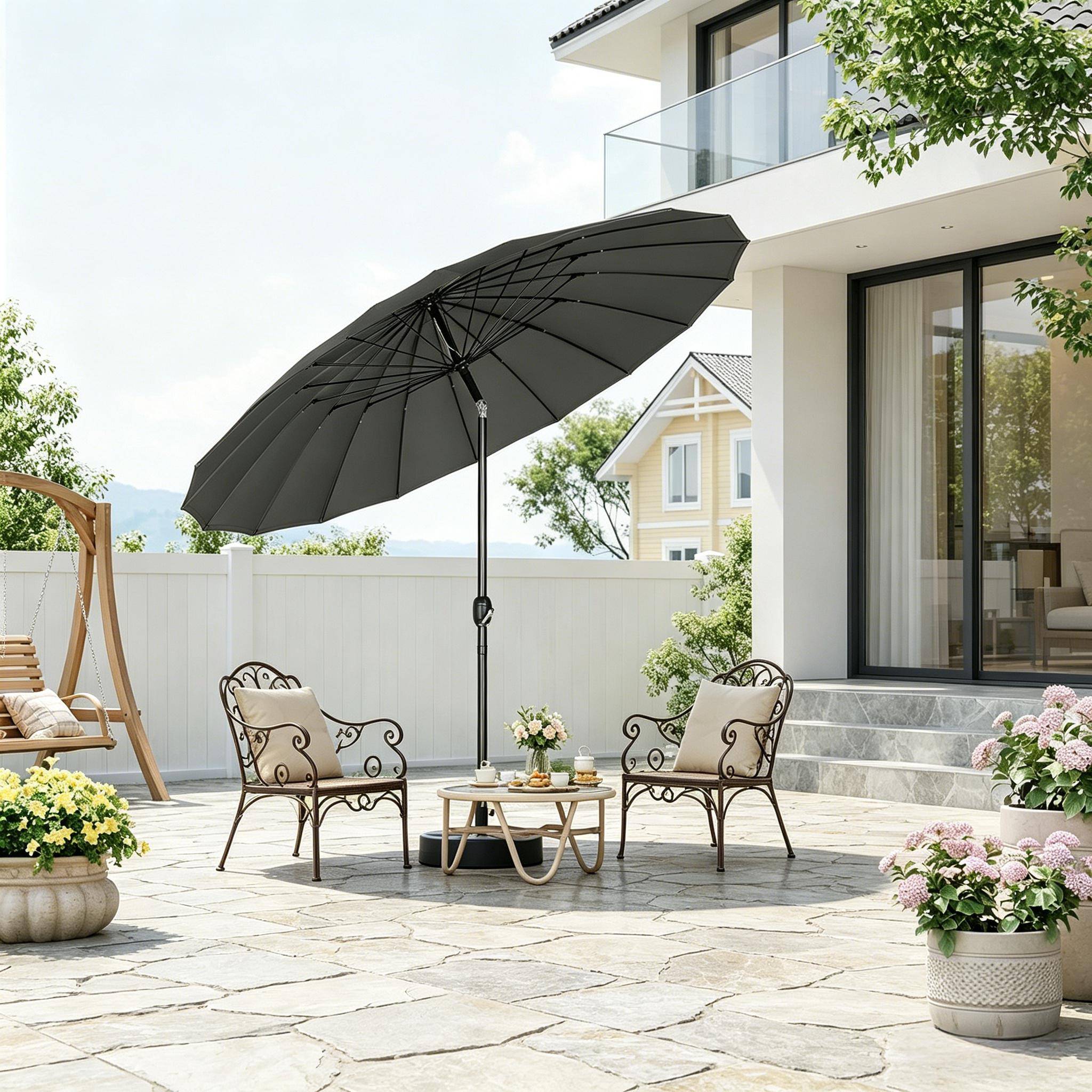 Grand parasol de terrasse, parasol de jardin, parasol pour piscine à inclinaison réglable (socle non inclus, parasol uniquement) - Image 2