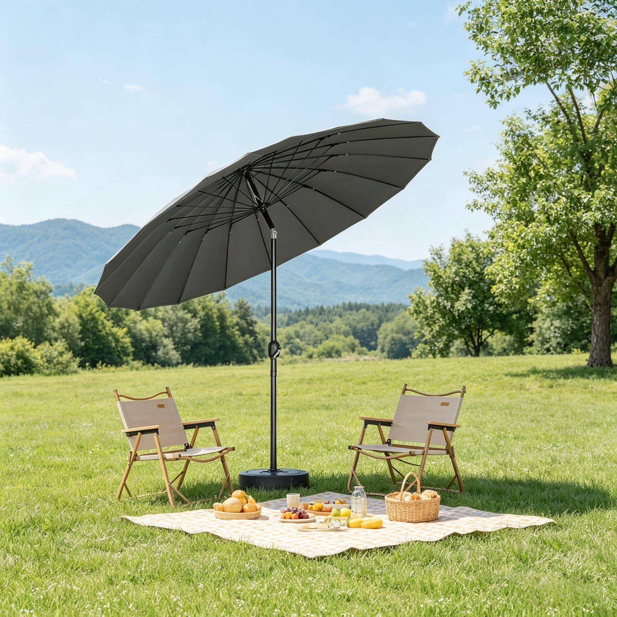 Grand parasol de terrasse, parasol de jardin, parasol pour piscine à inclinaison réglable (socle non inclus, parasol uniquement) - Image 1