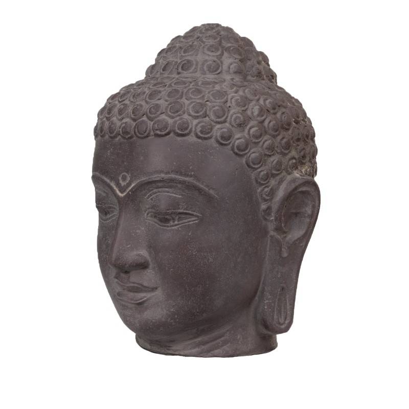 Jardinex - Statue jardin bouddha tête 50 cm - Gris anthracite 50 cm - Jardinex - Imagen 4