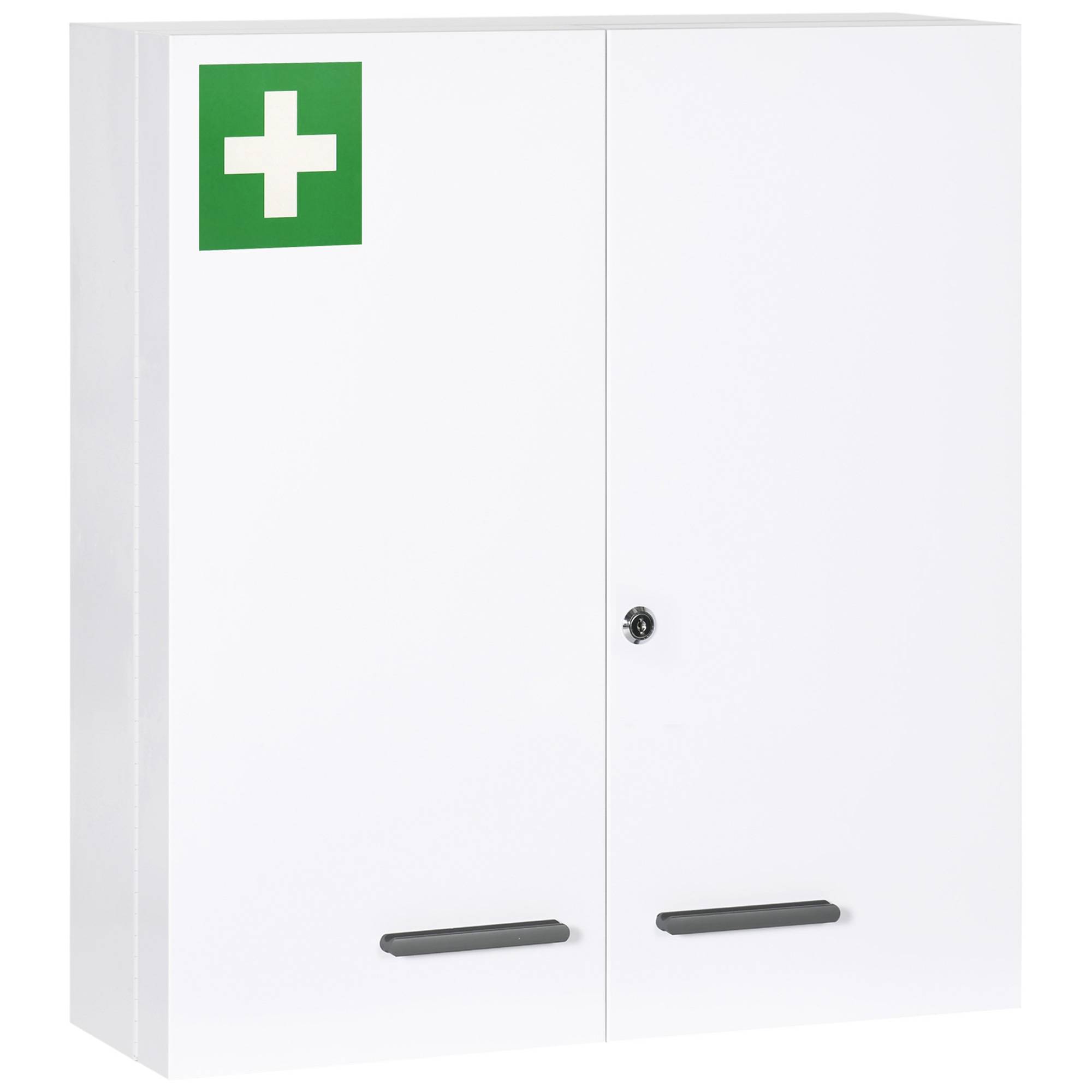 Sans Marque - Armoire pharmacie 6 étagères serrure 2 clés sécurité 55x18x60 cm blanc - Image 2
