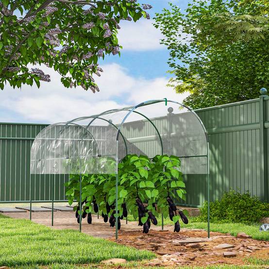 Serre à tomates grande hauteur arceaux acier culture potager bâche PVC 400x120x170cm transparent - ComfortXL Outdoor Living - Image 4