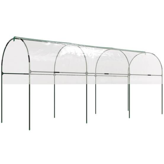 Serre à tomates grande hauteur arceaux acier culture potager bâche PVC 400x120x170cm transparent - ComfortXL Outdoor Living - Image 2