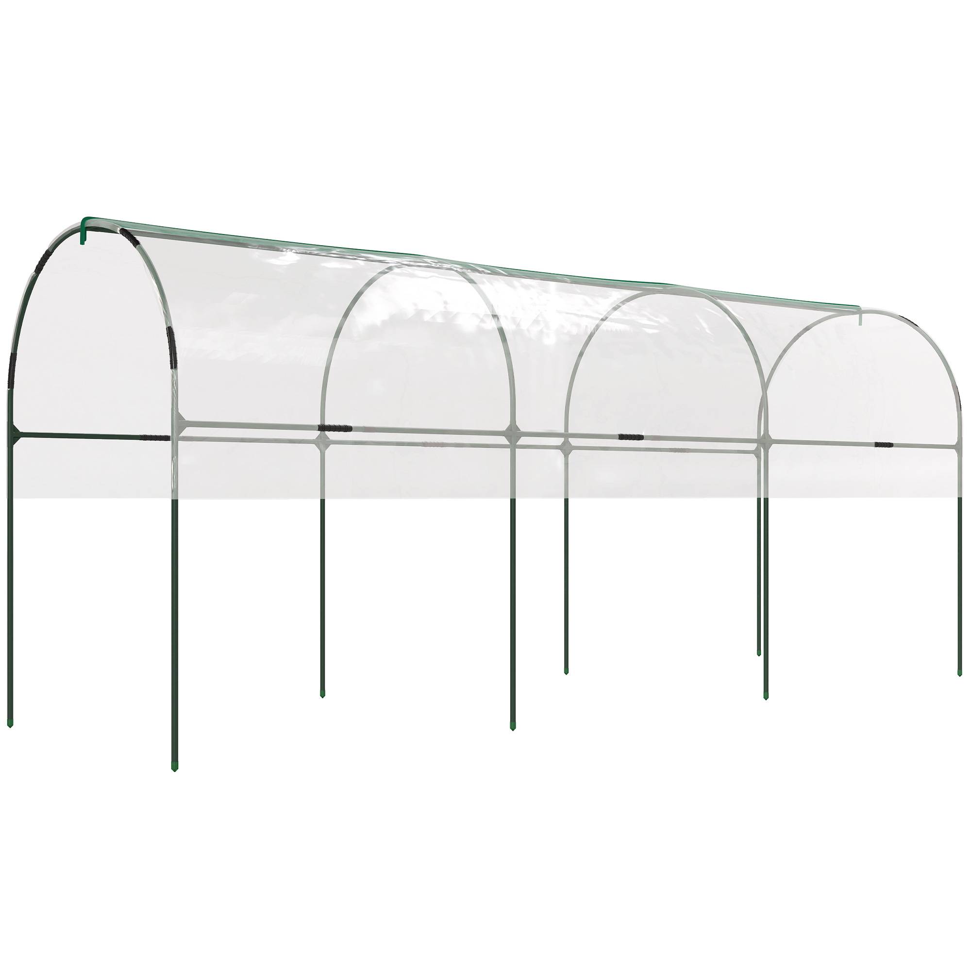 Serre à tomates grande hauteur arceaux acier culture potager bâche PVC 400x120x170cm transparent - ComfortXL Outdoor Living - Image 2